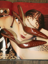 Load image into Gallery viewer, Manolo Blahnik Carmel Croc Print Slingback Heels-sz 5.5
